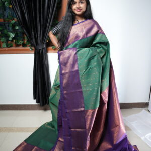 Premium Bottle Green Semi Kanchi Silk