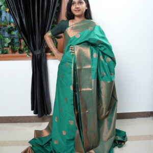 Classy Traditional Bottle Green Semi Silk