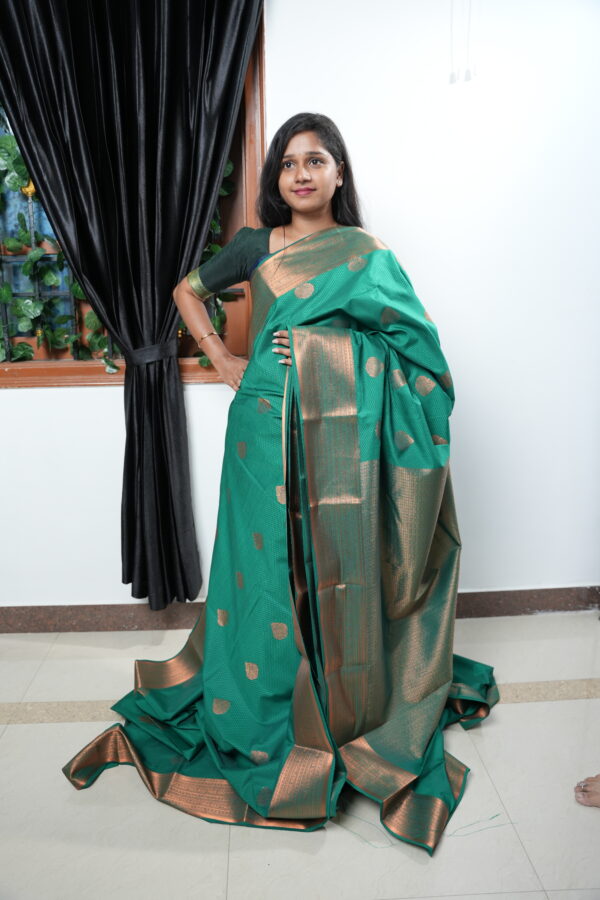 Classy Traditional Bottle Green Semi Silk