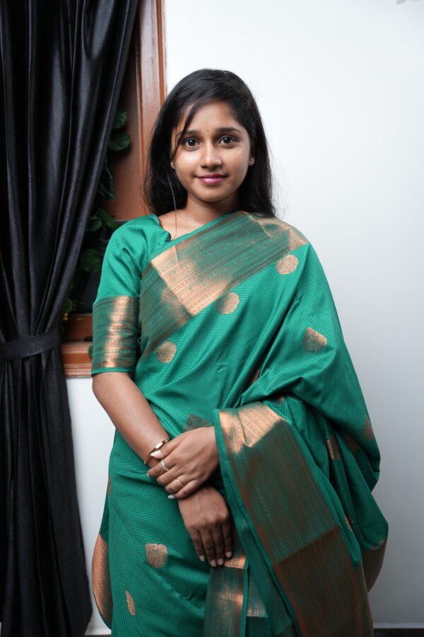 Classy Traditional Bottle Green Semi Silk - Image 2