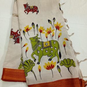 Pen Kalamkari Nellore Silk with Nizam Border