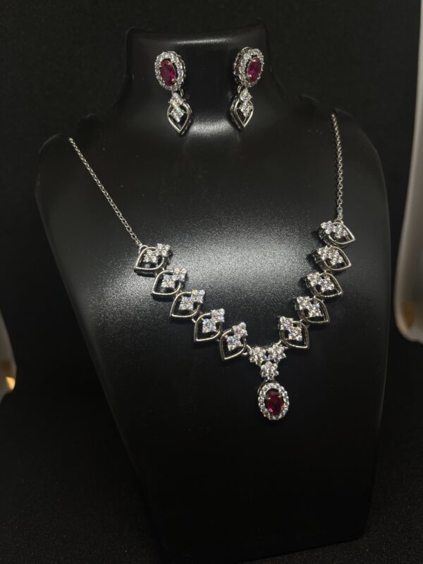 92.5 Silver Neckpiece Set with Earing - Image 2